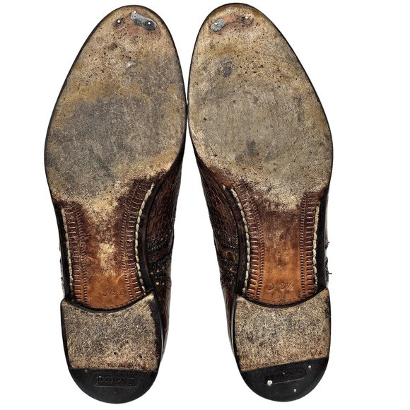 Vintage Full Alligator Italy A.Testoni Men's 8.5 Bronze Brown Exotic Dress Shoes - Picture 5 of 14